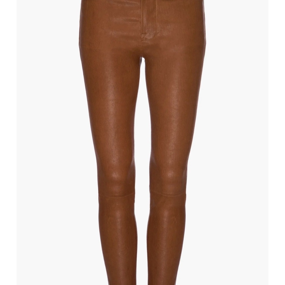 Frame Denim Tan Leather Skinny Pants